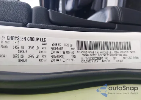 2012 Jeep Grand Cherokee Limited from USA, damaged, VIN 1C4RJEBG4CC201947